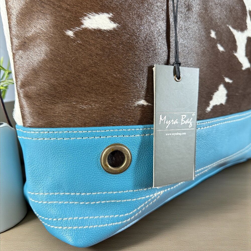 Myra Blue Ridge Carolina Leather & Hair-on Tote Bag - New - Picture 4 of 11